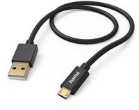 Hama Fabric USB-kabel 1,5 m USB 2.0 USB A Micro-USB B Zwart