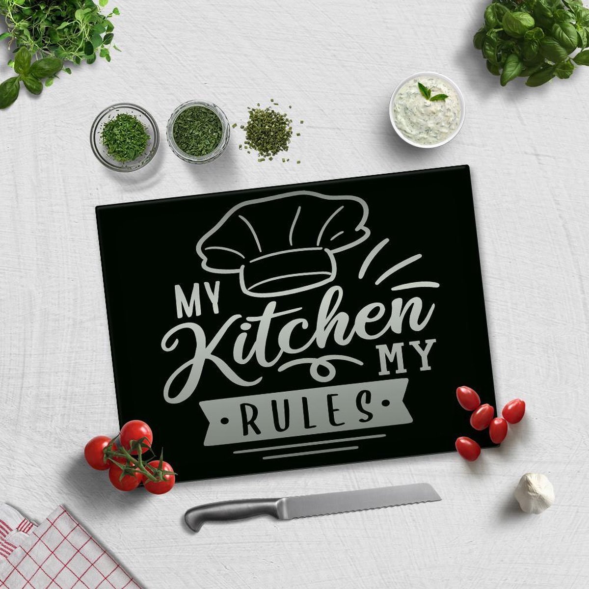 DECORITA My Kitchen My Rules Tempered Glazen Snijplank 30cm × 40cm