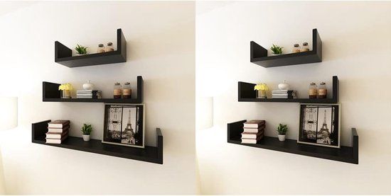 vidaXL Wandplanken - 6 stuks - Zwart