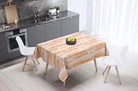Bonamaison Tafelkleed, Anti-Mold, Sneldrogend, Waterdicht, 100% Polyester Tafellaken, Oranje, gebroken wit, 140 x 140 Cm