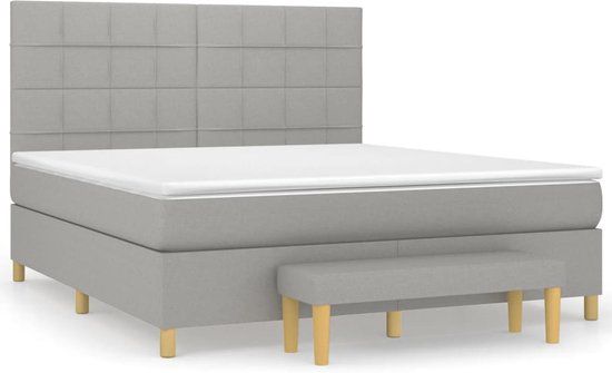 vidaXL Boxspring met matras stof lichtgrijs 160x200 cm