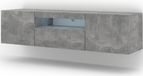 AURA Meuble TV bas, 150 cm, Béton avec éclairage LED