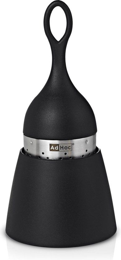 AdHoc Floatea Thee Ei Voor Losse Thee | Drijvende Theezeef & Thee Infuser | Met Uitlekhouder | Zwart