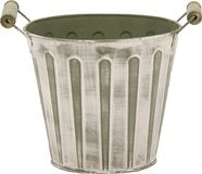 Mega Collections Emmer/plantenpot/bloempot - zink - legergroen - D20 x H17 cm