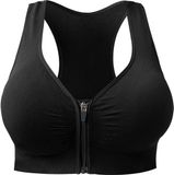 MEETYOO VIMOSE BH ritssluiting aan de voorkant dames-BH Grote maten-Comfort BH-postoperatieve bh-afneembare cups-Ondersteunende BH-Beha dames-Zwart-XL