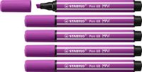 STABILO Pen 68 MAX – Premium Viltstift Met Dikke Beitelpunt - Paars - Doos 5 stuks
