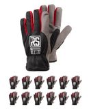 RS Synth TEC Winter geïsoleerde montagehandschoenen, kunstlederen handschoenen, maat 11, 12 paar/zwart grijs/werkhandschoenen, leren handschoenen, beschermende handschoenen, afgewerkt met een manchet