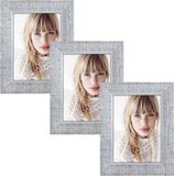 Zep 3x stuks houten fotolijst vintage grijs/wit 13 x 18 cm