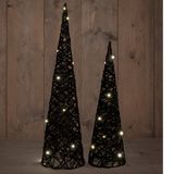Anna's Collection Arbres de Noël coniques LED éclairés - 2x pcs - noir - H40 et H60 cm