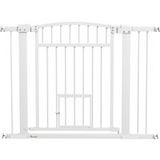 Barrière de sécurité pour chien Double verrouillage, Montage par pression ou par vis, Largeur 76-104 cm, Blanc, Idéal pour les animaux et les bébés.