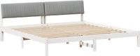 vidaXL Cadre de lit - Blanc et gris clair - 200 x 200 cm - Pin massif