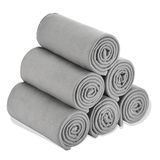 Special SG Glory Fleece Plaid, Bulk Fleece Deken, Effen, Groothandel Lichtgewicht Warm, Zacht voor Huisdier, Bed, Bank, Kantoor, Huwelijksgeschenken Reisseizoenen (Grijs, Pak van 6-50 x 60 Inch)