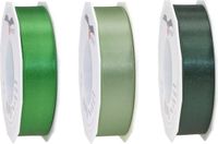 PartyDeco Satijn cadeau/hobby sierlint 2,5cm x 25m - 3 groen tinten mix