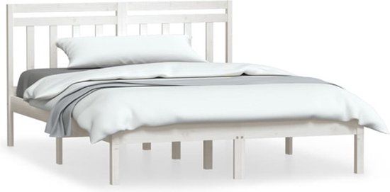 vidaXL Bedframe massief grenenhout wit 140x190 cm
