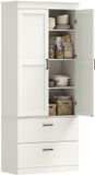 HOMCOM Armoire de cuisine - Panneau de particules - 75 x 39 x 178 cm - Crème