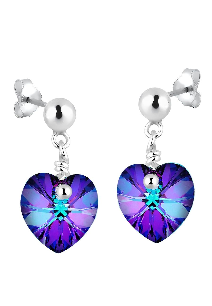 Elli Elli Earrings Women Heart Crystals in 925 Sterling Silver