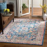 Safavieh Elegant tapijt, BTL361, geweven polyester loper 120 x 180 cm, blauw/lichtgrijs