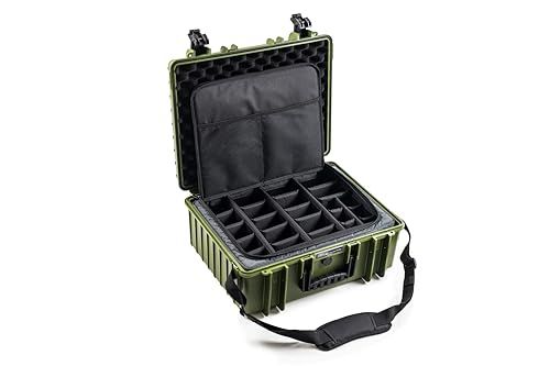 B&W International B&W Outdoor Transportkoffer, type 6000, bronsgroen, met fototas, waterdicht conform IP67-certificering, stofdicht, onbreekbaar en onverwoestbaar, Brons Groen, Typ 6000 - Innenmaß