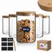 Omgoods - Set de 6 bocaux de stockage en verre - 0,50 L avec couvercle en bambou