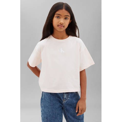 Calvin Klein T-shirt Roze Meisjes Katoen Ronde hals Effen - maat 152