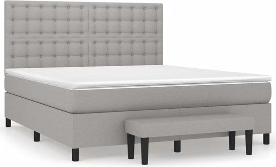 vidaXL Boxspring met matras stof lichtgrijs 160x200 cm