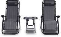 SereneLife Ligstoel set van 2 – Verstelbare Buitenkamerstoel met Afneembaar Bekerhouderblad en Zijtafel en 2 Bekerhouders – Inklapbare Relaxstoel met Verwijderbare Kussens