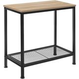 Tectake Bijzettafel van Hout en Metaal – Smalle Haltafel in Industrieel Design, Consoletafel met Roosterplank, 60x30,5x60,5 cm, Zwart Metalen Frame – Licht Sonoma Eiken