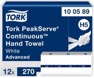 Tork PeakServe Continu Papieren Handdoek Wit H5, Advanced, Gecomprimeerd, 12 x 270 vellen, 100589
