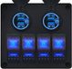 ProRide Schakelpaneel 12V voor Auto/Boot - USB Stopcontact 4 Poorten met Schakelaar - QC3.0 - PUSB1QC-B - 4 schakelaars - Blauw