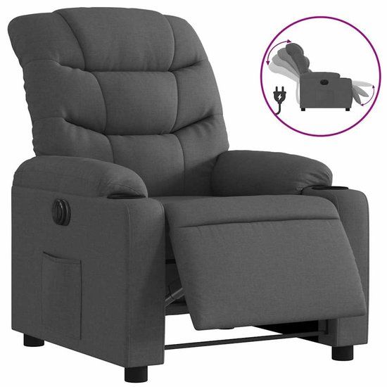 vidaXL Fauteuil elektrisch verstelbaar stof donkergrijs
