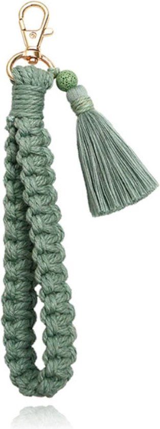 Deja Jewels Macramé Gevlochten Sleutelhanger - Groen