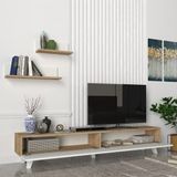 en.casa meuble TV avec set d'étagères Saarijärvi chêne et blanc