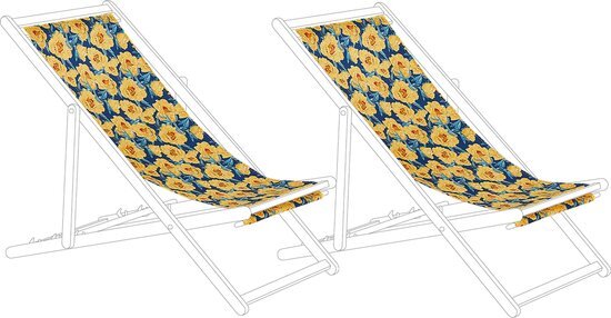 Beliani Set van 2 ligstoelen vervangende stoffen bloemmotief geel Anzio / Avellino