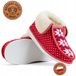 Slippers pour femmes en laine et cuir, rouge, avec surpiqûres à la main, motif norvégien, taille 39