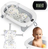 Ricokids Opvouwbaar babybadje met thermometer en inzetstuk wit-grijs