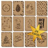 SIGEL DS700 Set van 24 kerstkaarten, 12 motieven, PEFC-gecertificeerd kraftpapier, voorbedrukt, gemakkelijk te bedrukken