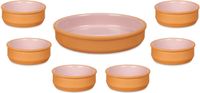 La Dehesa - 7x bolsjes tapas/crème brûlée - terra/roze - 6x 12 cm/1x 23 cm