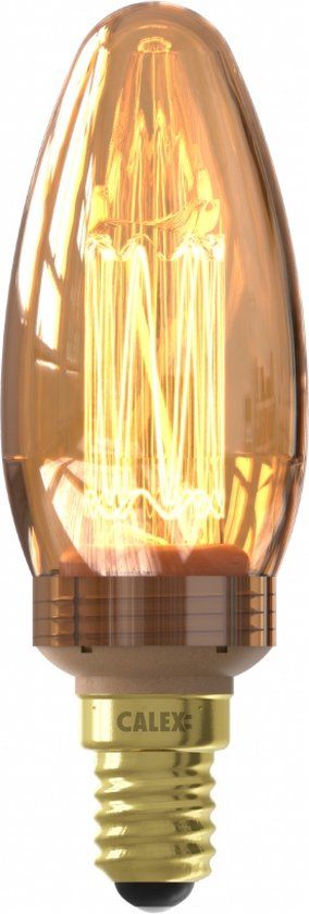 Calex Lichtbron C Kaars - Glas - Goud - E14 - Led-lamp - Warm wit licht - 65 lm