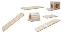 Kerbl Pet Wandparkour Skywalk Voor Kleine Dieren, 6-Delig, 100% Massief Hout, Klimwand, Flexibel Uitbreidbaar, Wandmontage, Voor Konijnen, Katten