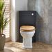 Hudson Reed Warwick WC-Ombouw Hoekmontage Zwartgrijs Klassiek met Reservoir, Chromen Spoelknop en Staand Toilet met Eikeneffect Toiletzitting