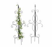 Relaxdays Plantensteun - set van 2 - voor klimplanten - 116 cm - zwart