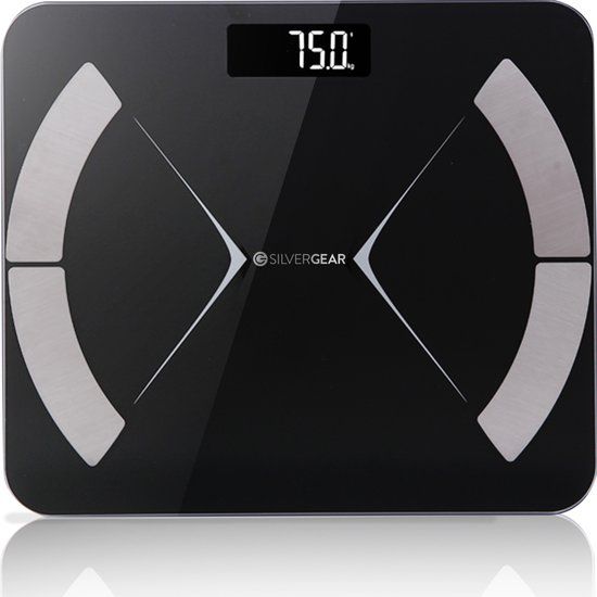 Silvergear Slimme Weegschaal - Digitale Personenweegschaal met Lichaamsanalyse - Zwart