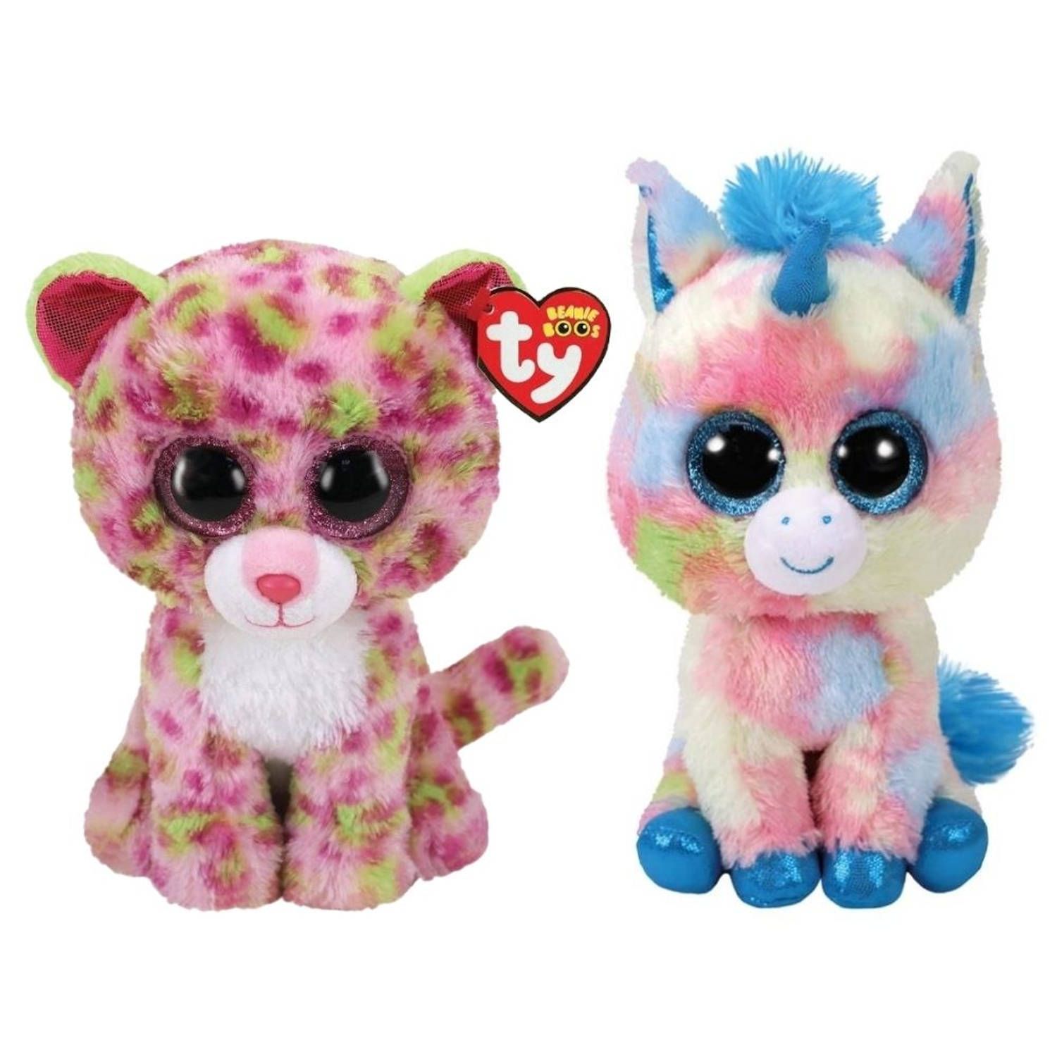 TY - Knuffel - Beanie Buddy - Lainey Leopard & Blitz Unicorn - 2023 - Meerkleurig