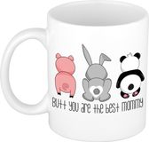 Bellatio Decorations Cadeau koffie/thee mok voor moeder - wit - beste mama - 300 ml - Moederdag