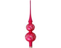 Bellatio Decorations Krebs Luxe Kerstboom Piek - Rood Ijslak - 30 cm - Glas