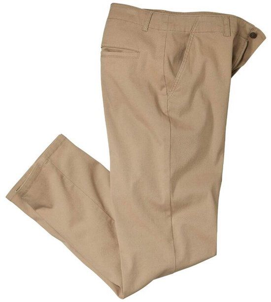 ATLAS FOR MEN - Heren Stretchbroek - Beige - Katoen/Elastaan - Regular Fit - W34