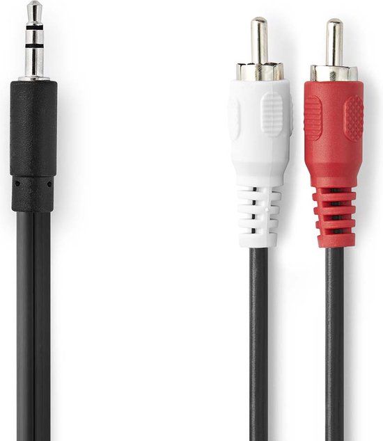 Nedis Stereo-Audiokabel - 3,5 mm Male - 2x RCA Male - Zwart - 5.00 m