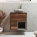 Hudson Reed Hoxton Meuble sous vasque suspendu 60cm Chêne foncé avec étagère ouverte, LED et vasque à poser grise