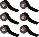 Nasara Kinesio tape - Zwart | 6 st | Huidvriendelijk | Sporttape