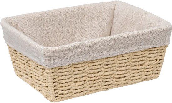 5Five Broodmand Bistro Plus - Gevlochten Papier/Stof - Crème Wit - 25 x 19 x 10 cm